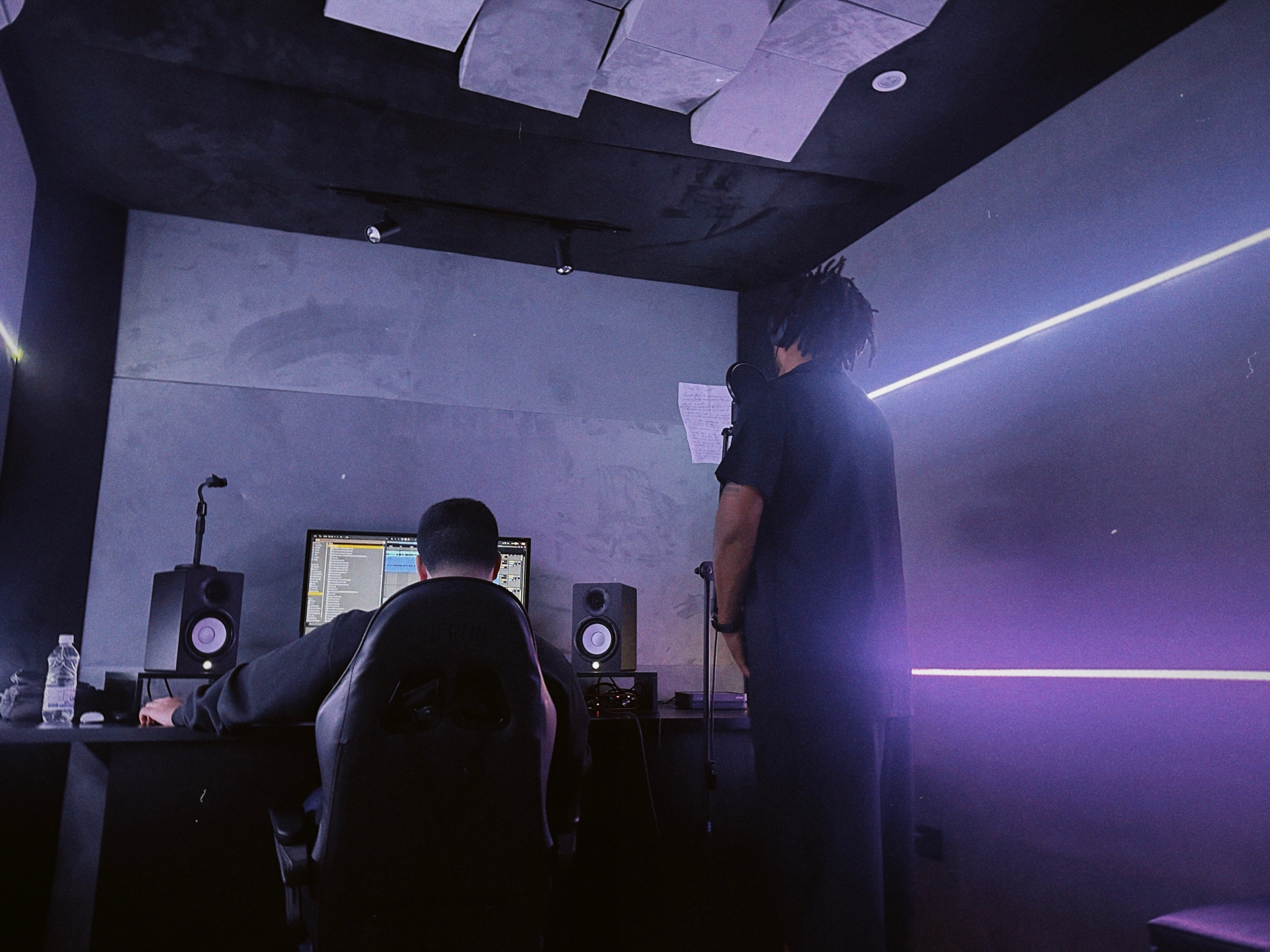 Producer and vocalist tracking in the Gui Hazel live room