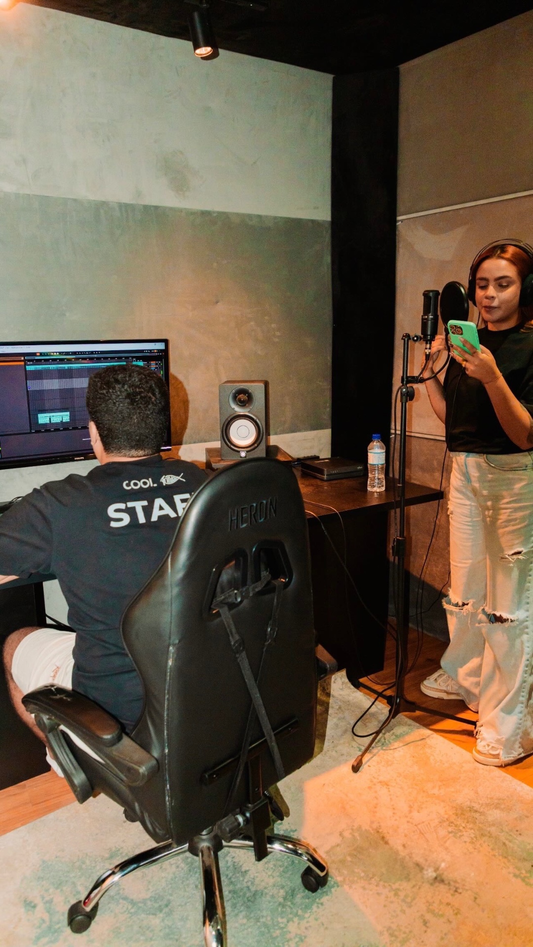 Artist recording vocals at the Gui Hazel vocal booth